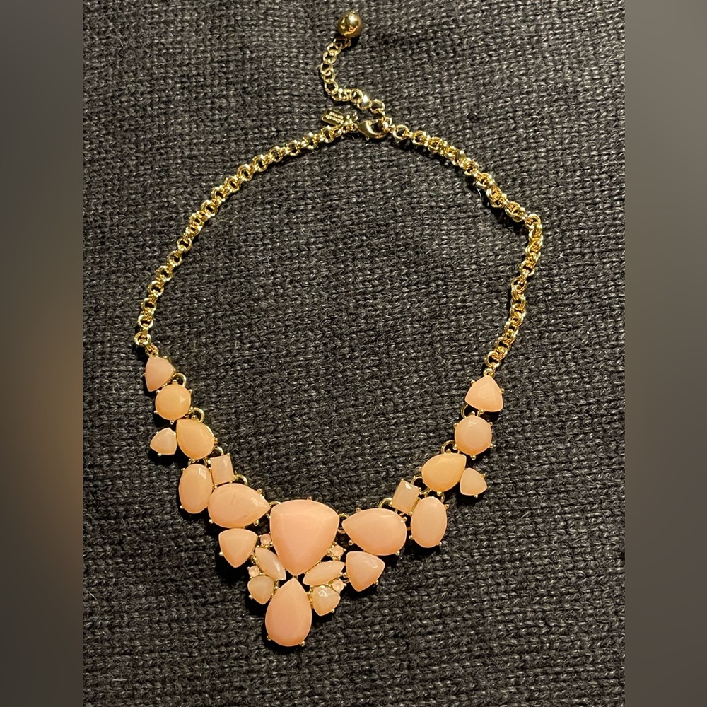 Kate Spade Chunky Peach Stone Statement Necklace 12k Gold Plated